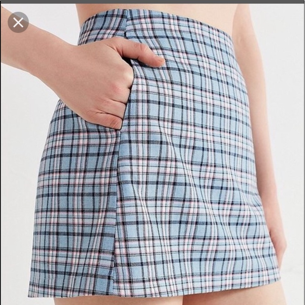 Urban outfitters blue plaid skirt